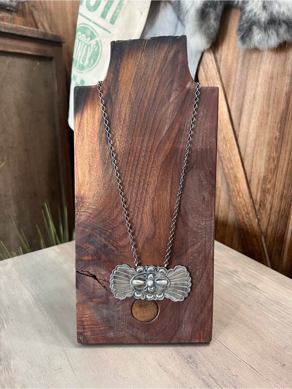 Sterling Silver Concho Necklace